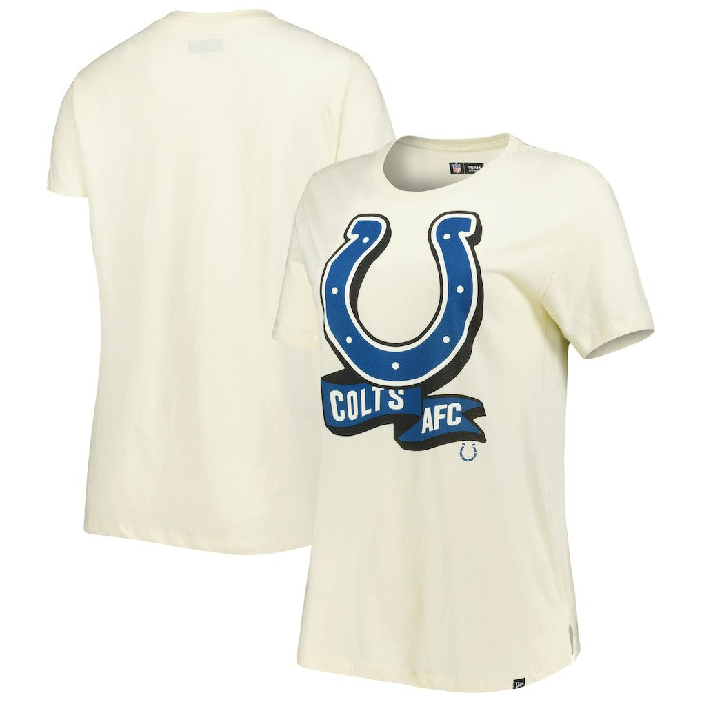 Indianapolis Colts New Era Women's Chrome Sideline T-Shirt - Cream - NFL