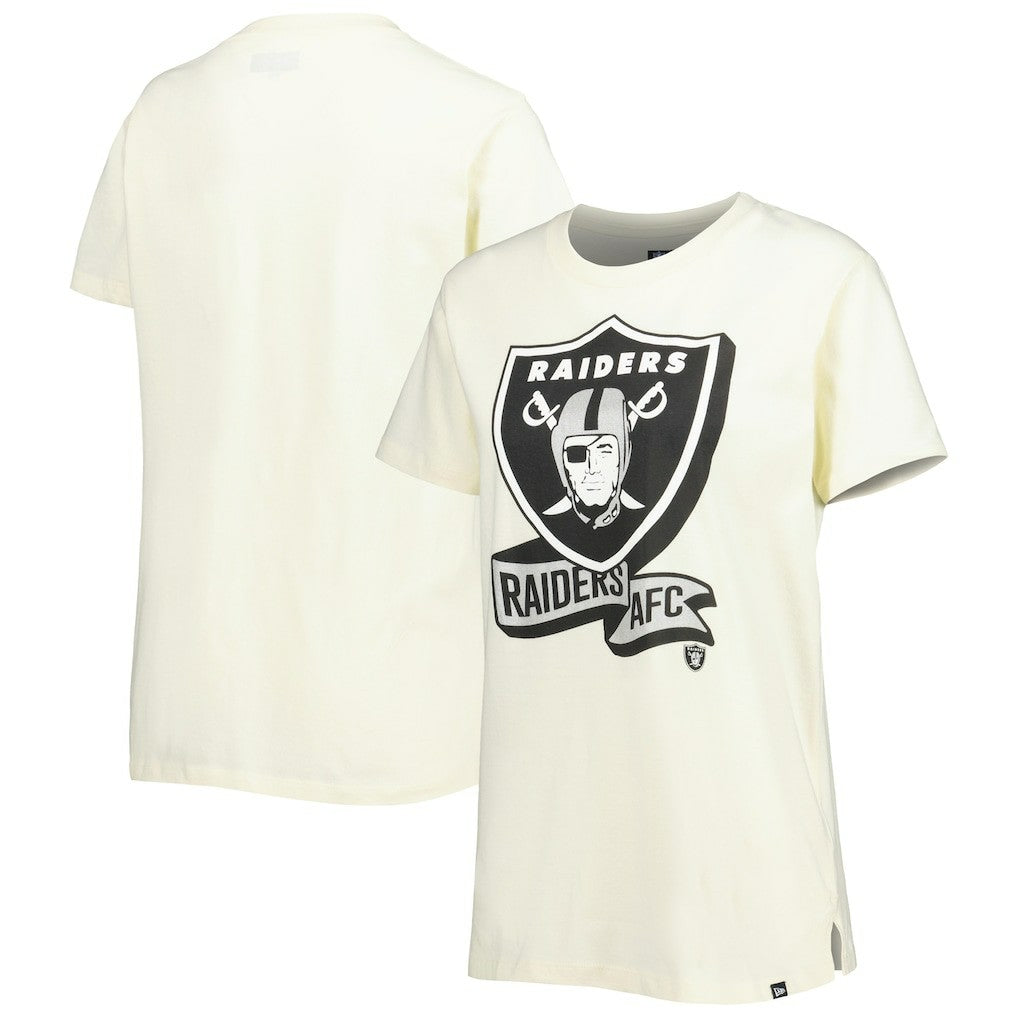 Las Vegas Raiders New Era Women's Chrome Sideline T-Shirt - Cream - NFL