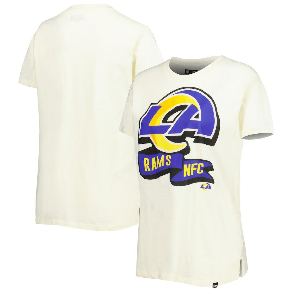 Los Angeles Rams New Era Women's Chrome Sideline T-Shirt - Cream - NFL