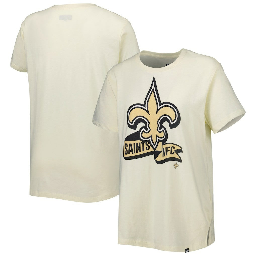 New Orleans Saints New Era Women's Chrome Sideline T-Shirt - Cream - NFL