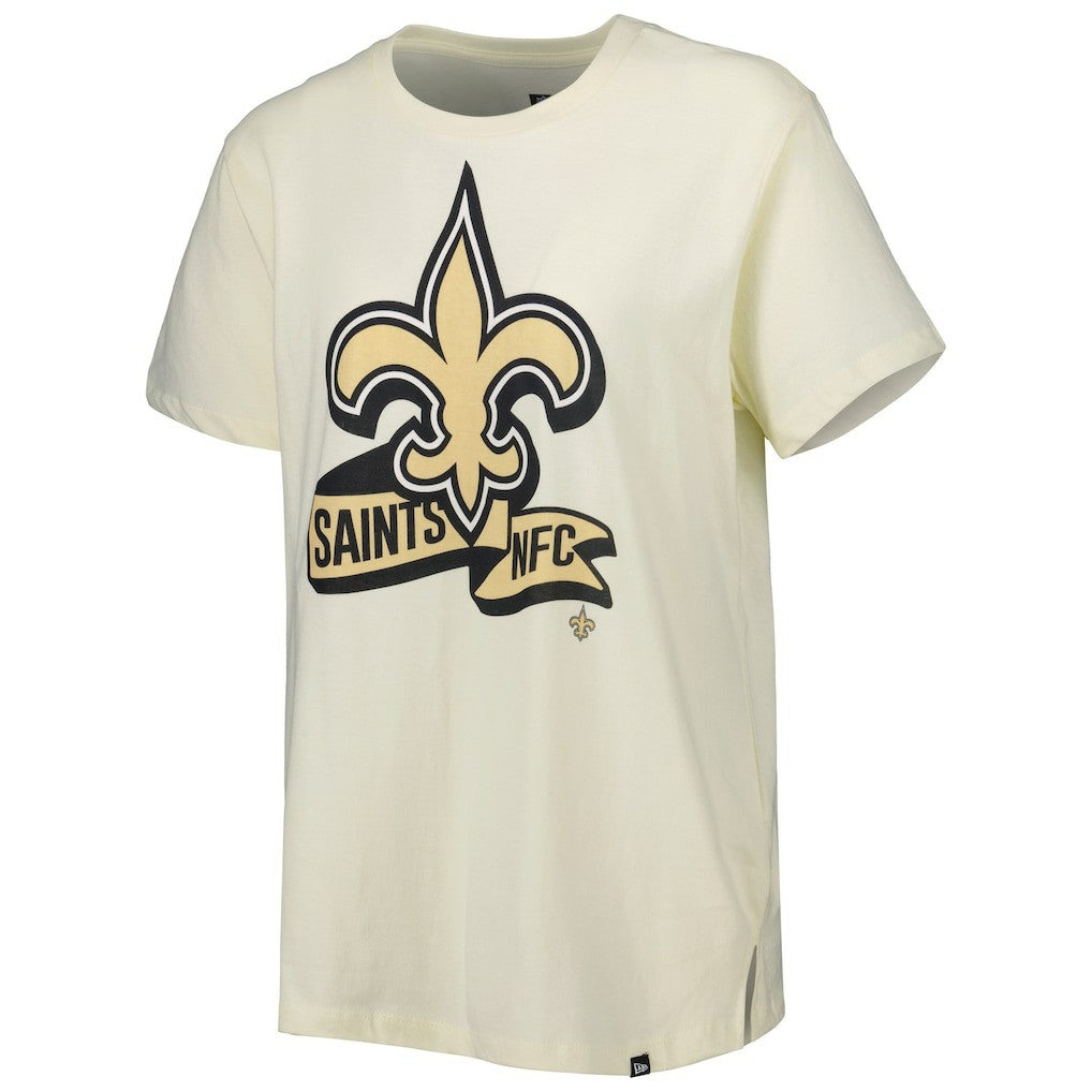 New Orleans Saints New Era Women's Chrome Sideline T-Shirt - Cream - NFL