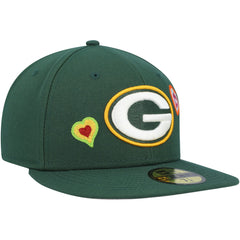 Green Bay Packers New Era Chain Stitch Heart 59FIFTY Fitted Hat - Green - NFL
