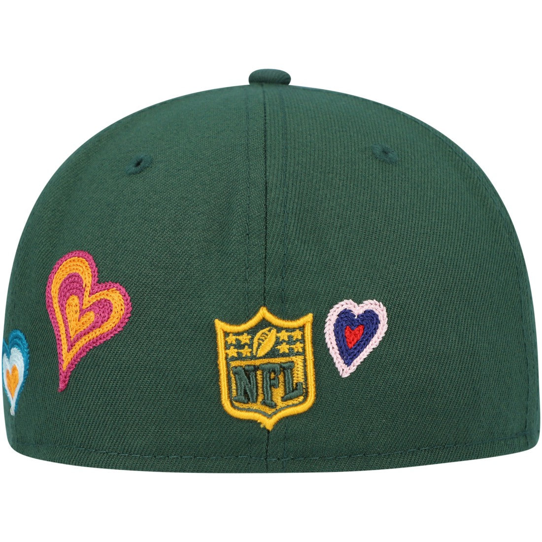 Green Bay Packers New Era Chain Stitch Heart 59FIFTY Fitted Hat - Green - NFL