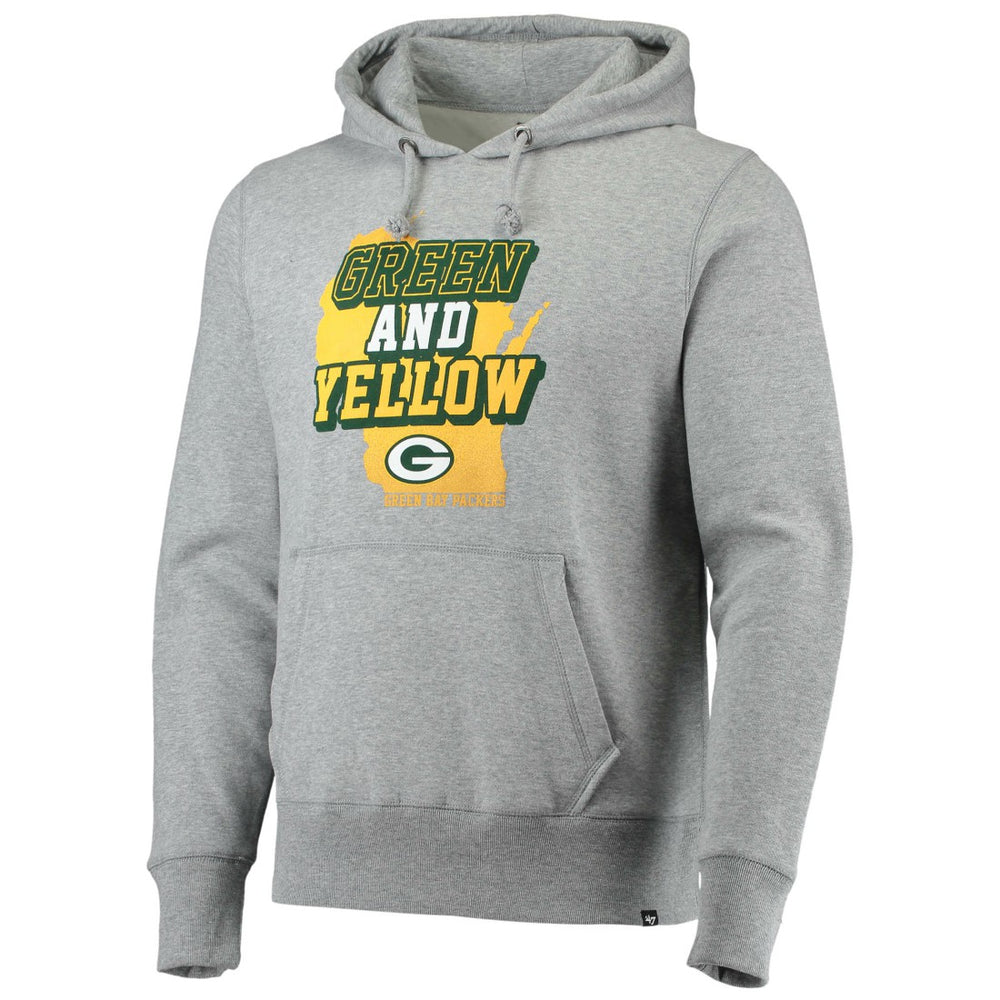 Green Bay Packers '47 Team Headline Pullover Hoodie - Heathered Gray - 47 brand