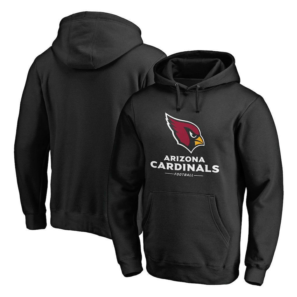 Arizona Cardinals Logo Team Lockup Fitted Pullover Hoodie - Black - NFL