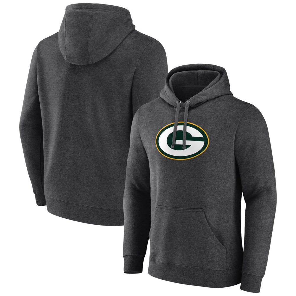 Green Bay Packers Primary Logo Fitted Pullover Hoodie - Charcoal - NFL