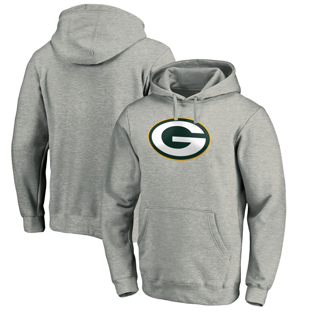 Green Bay Packers Primary Logo Fitted Pullover Hoodie - Heather Gray - NFL
