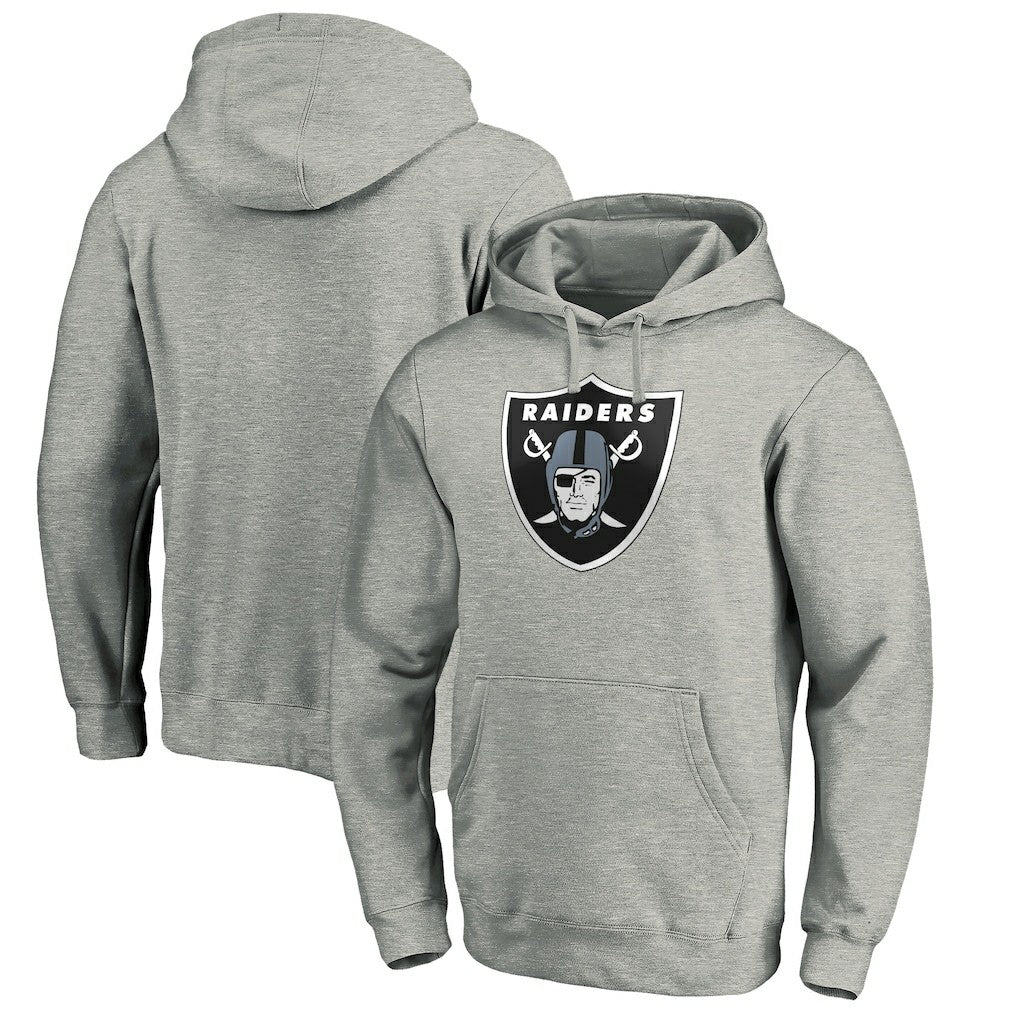 Las Vegas Raiders Primary Logo Fitted Pullover Hoodie - Heather Gray - NFL