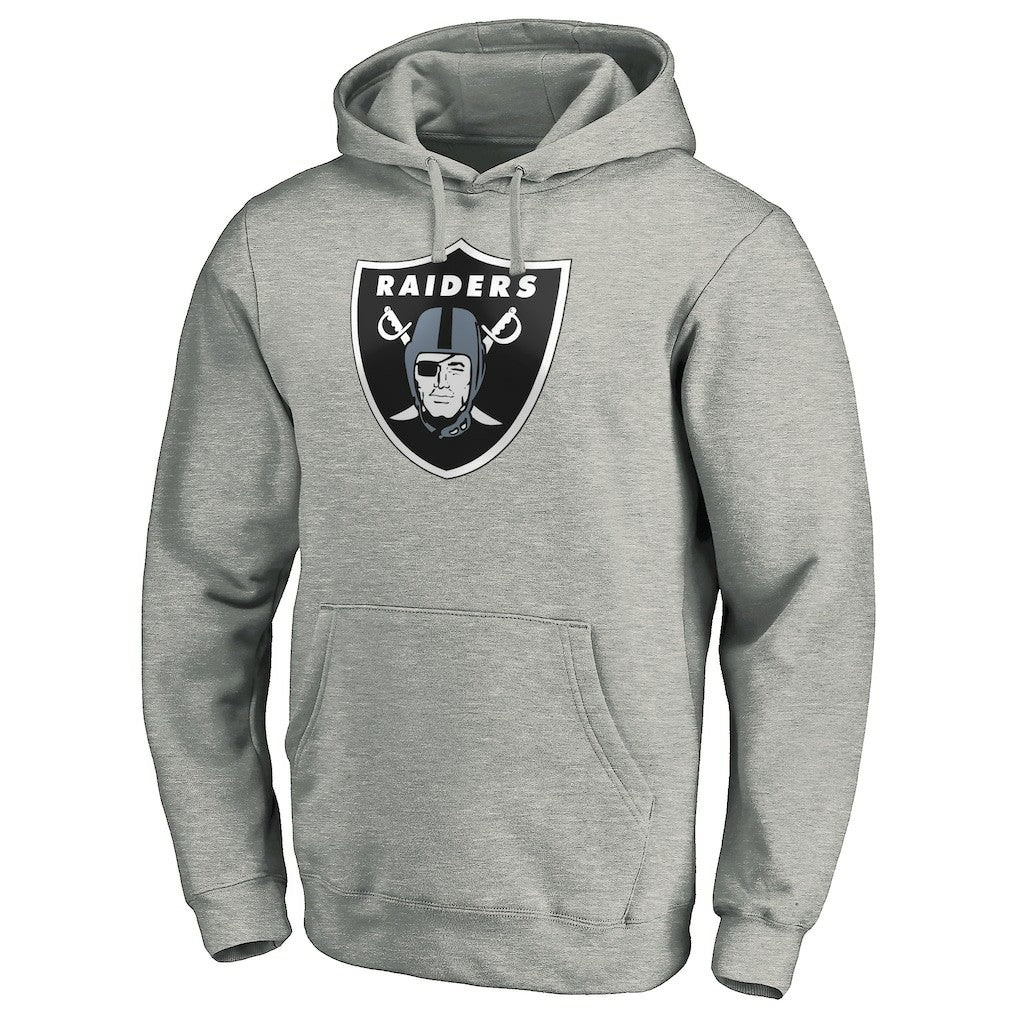 Las Vegas Raiders Primary Logo Fitted Pullover Hoodie - Heather Gray - NFL