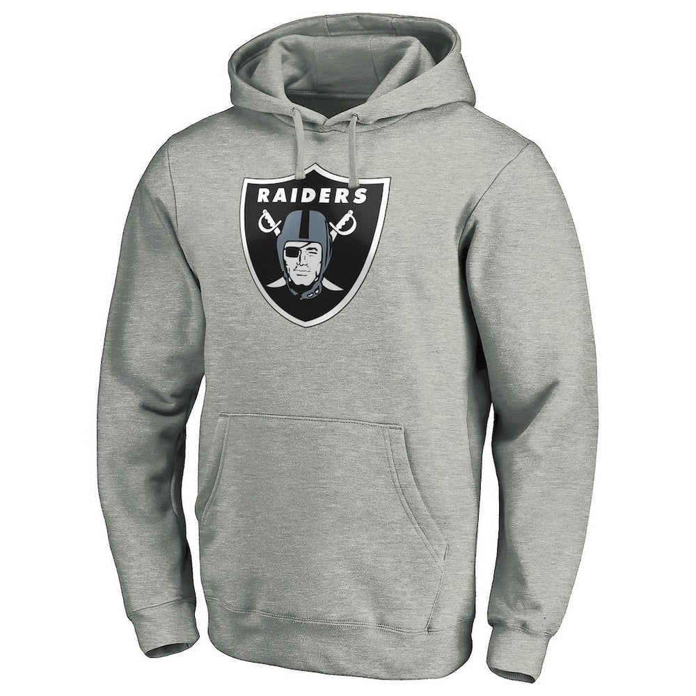 Las Vegas Raiders Primary Logo Fitted Pullover Hoodie - Heather Gray - NFL