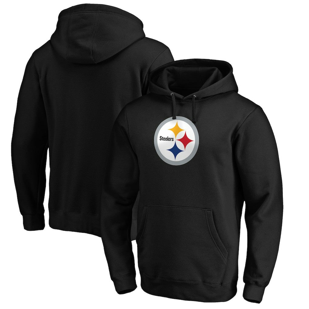 Pittsburgh Steelers Primary Logo Fitted Pullover Hoodie - Black - NFL