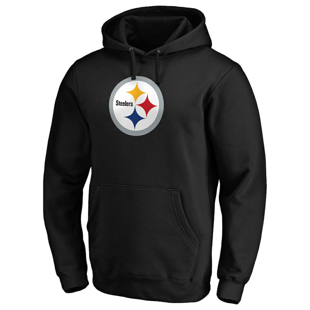 Pittsburgh Steelers Primary Logo Fitted Pullover Hoodie - Black - NFL