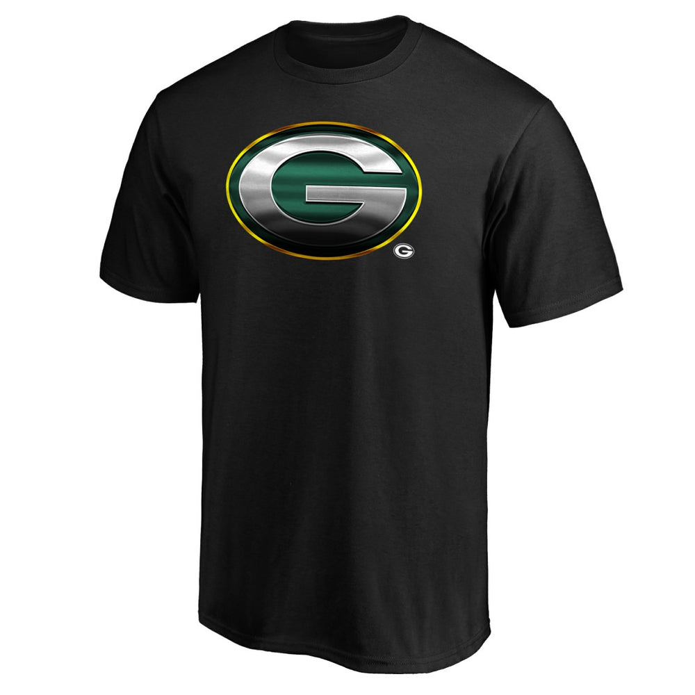 Green Bay Packers Midnight Mascot Team Logo T-Shirt - Black - NFL