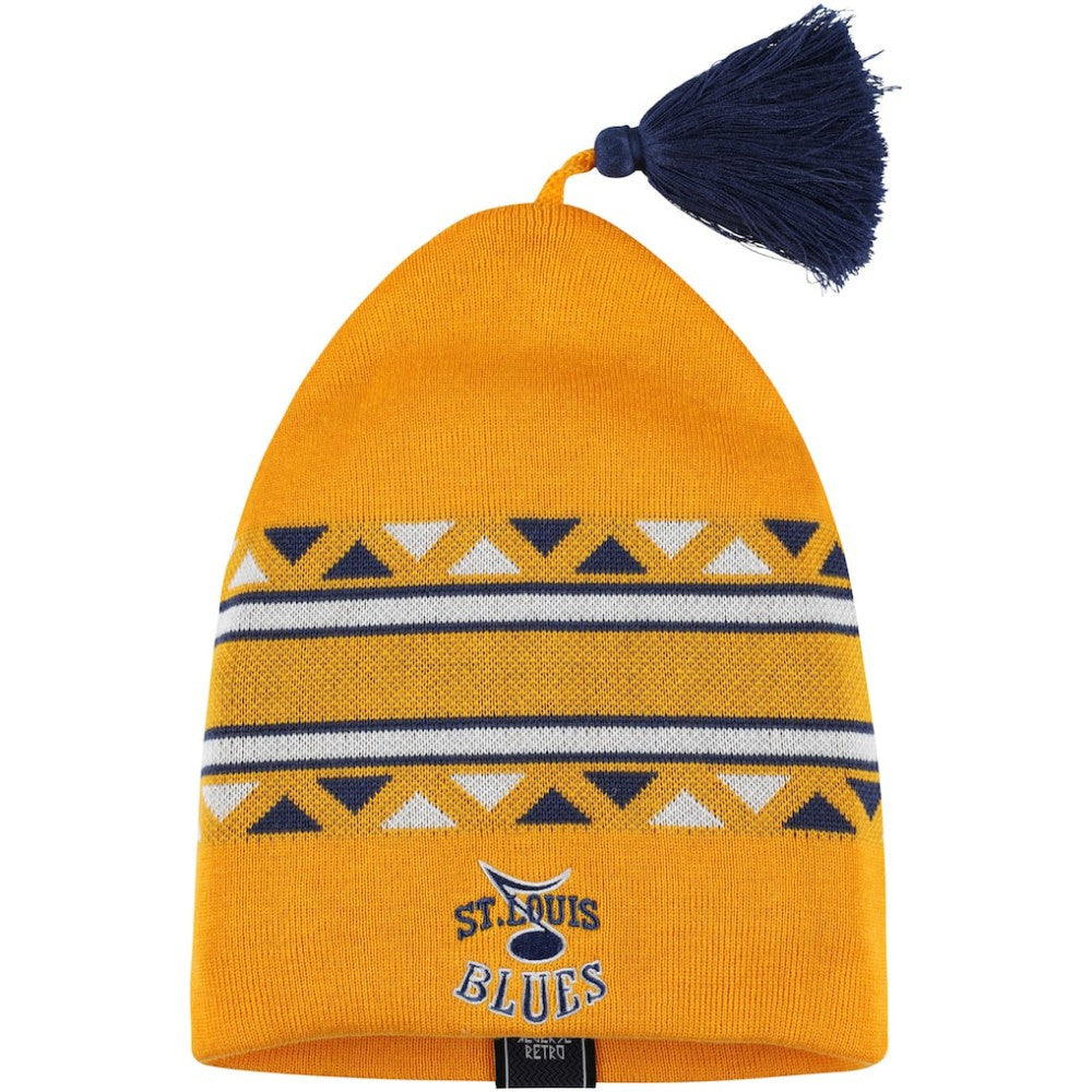 St. Louis Blues adidas Reverse Retro Knit Beanie with Tassel - Gold | Adidas on sale