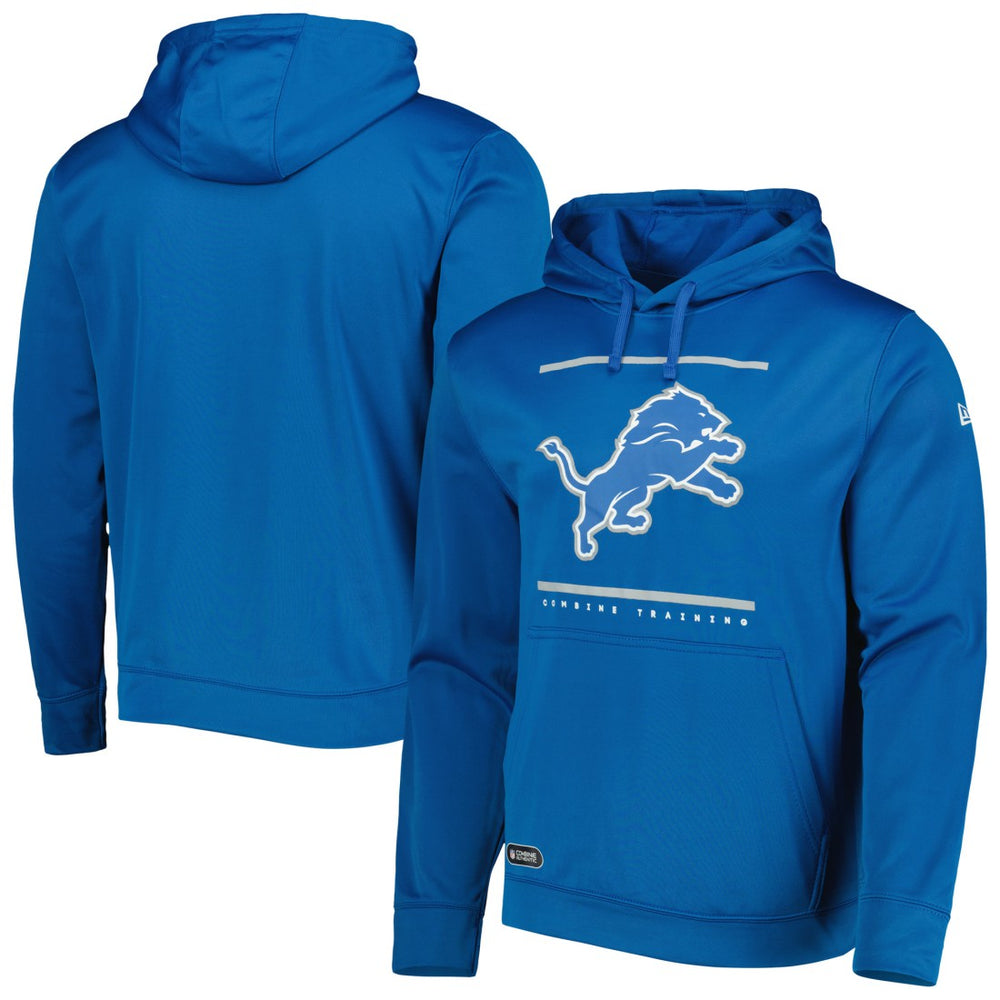 Detroit Lions New Era Combine Authentic Split Defense Pullover Hoodie - Blue - NFL