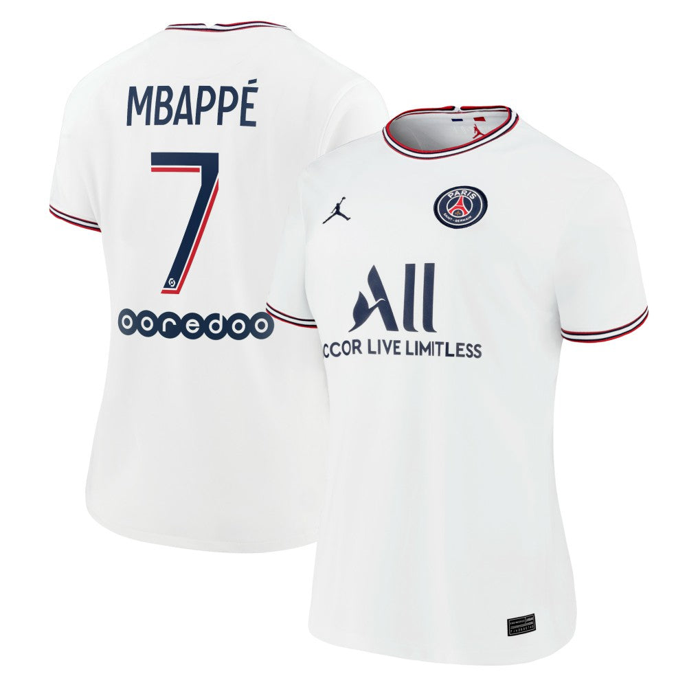 Jordan - Kylian Mbappé Paris Saint-Germain Jordan Brand Women's 2021/22 Fourth Replica Jersey - White