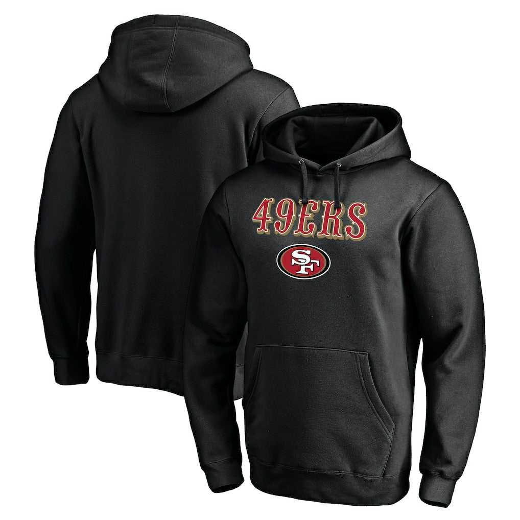 San Francisco 49ers Logo Team Lockup Fitted Pullover Hoodie - Black - NFL