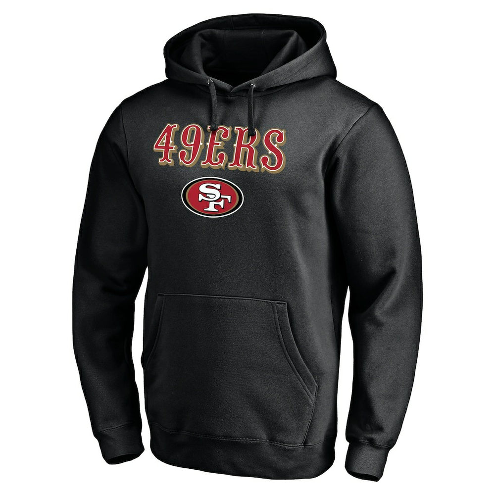 San Francisco 49ers Logo Team Lockup Fitted Pullover Hoodie - Black - NFL