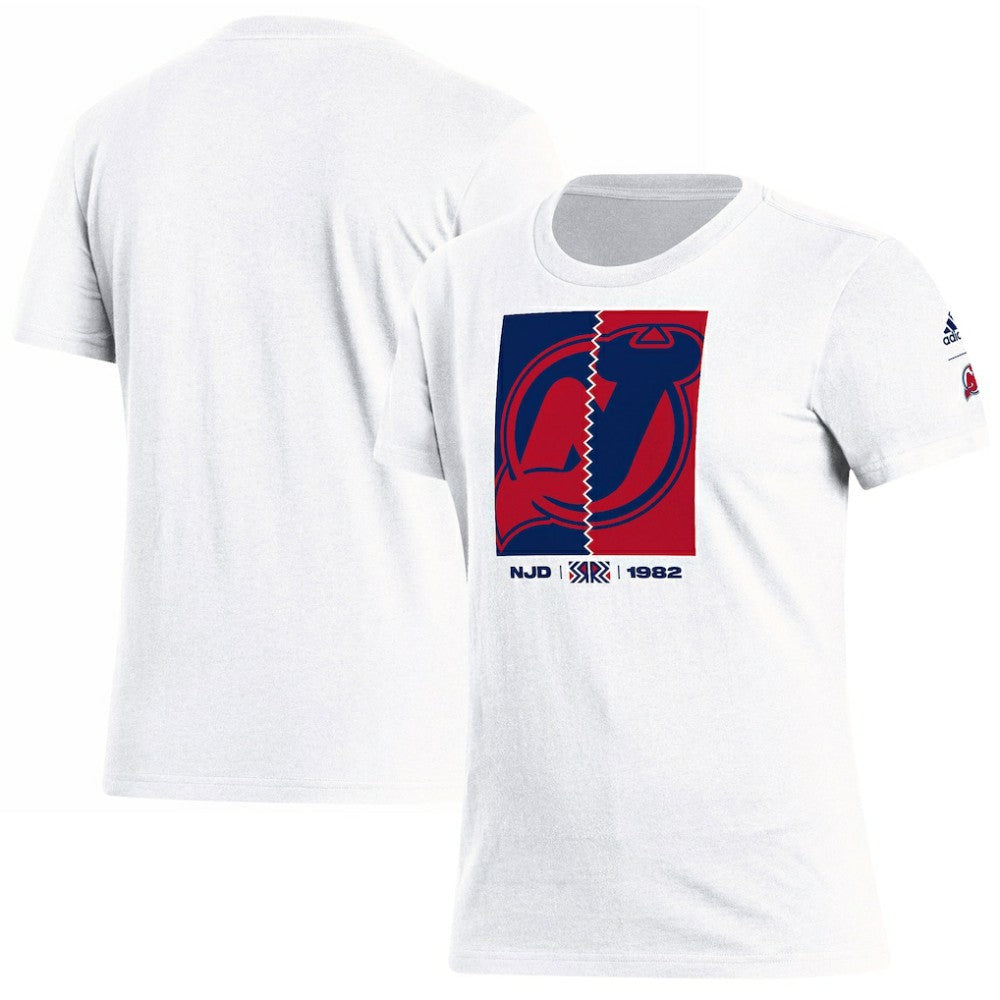 New Jersey Devils adidas Women's Reverse Retro 2.0 Playmaker T-Shirt - White | Adidas Clearance