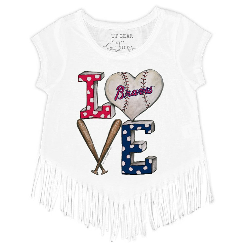 Atlanta Braves Tiny Turnip Girls Youth Baseball Love Fringe T-Shirt Near Me