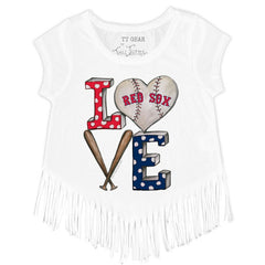 Boston Red Sox Tiny Turnip Girls Youth Baseball Love Fringe T-Shirt Sale
