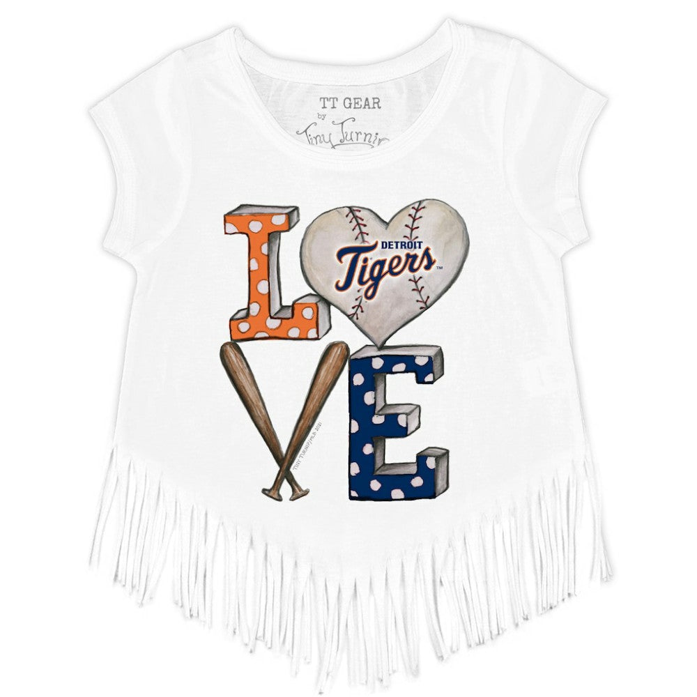 Detroit Tigers Tiny Turnip Girls Youth Baseball Love Fringe T-Shirt Sale