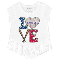 Texas Rangers Tiny Turnip Girls Youth Baseball Love Fringe T-Shirt Sale