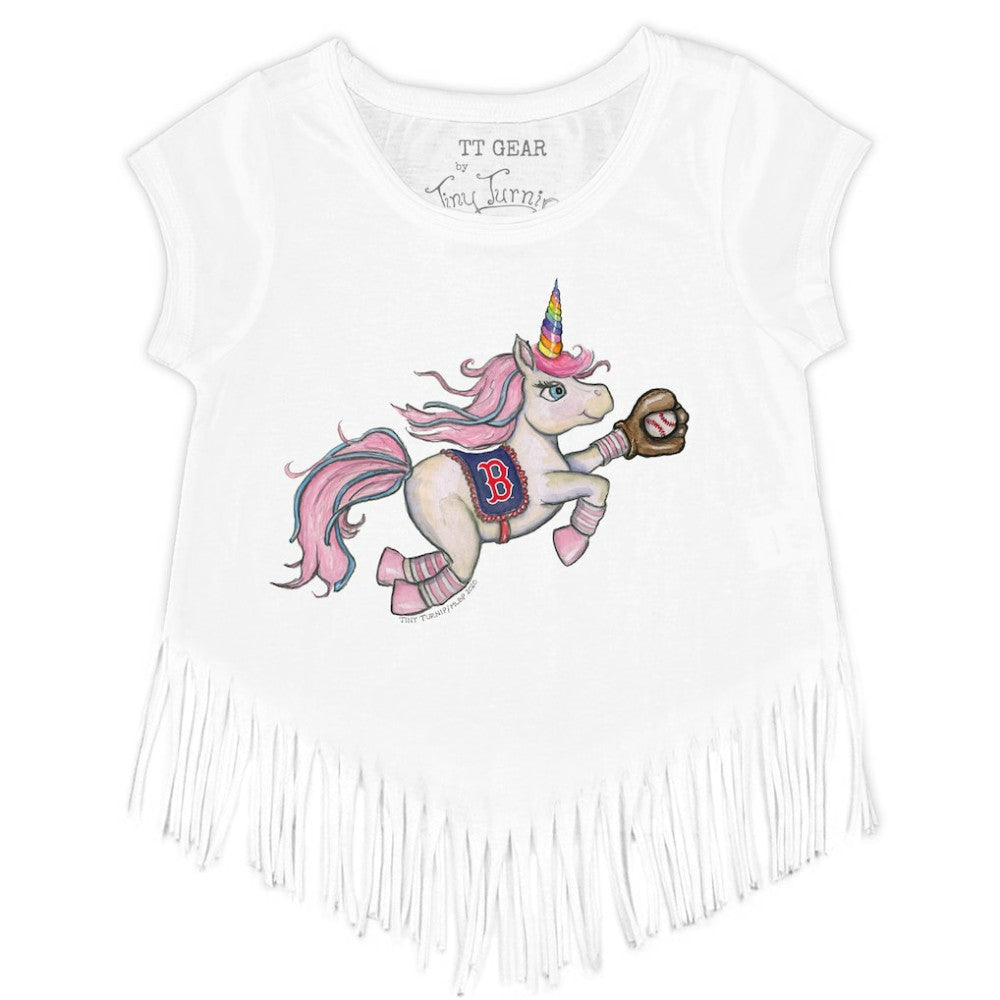 Boston Red Sox Tiny Turnip Girls Youth Unicorn Fringe T-Shirt Near Me