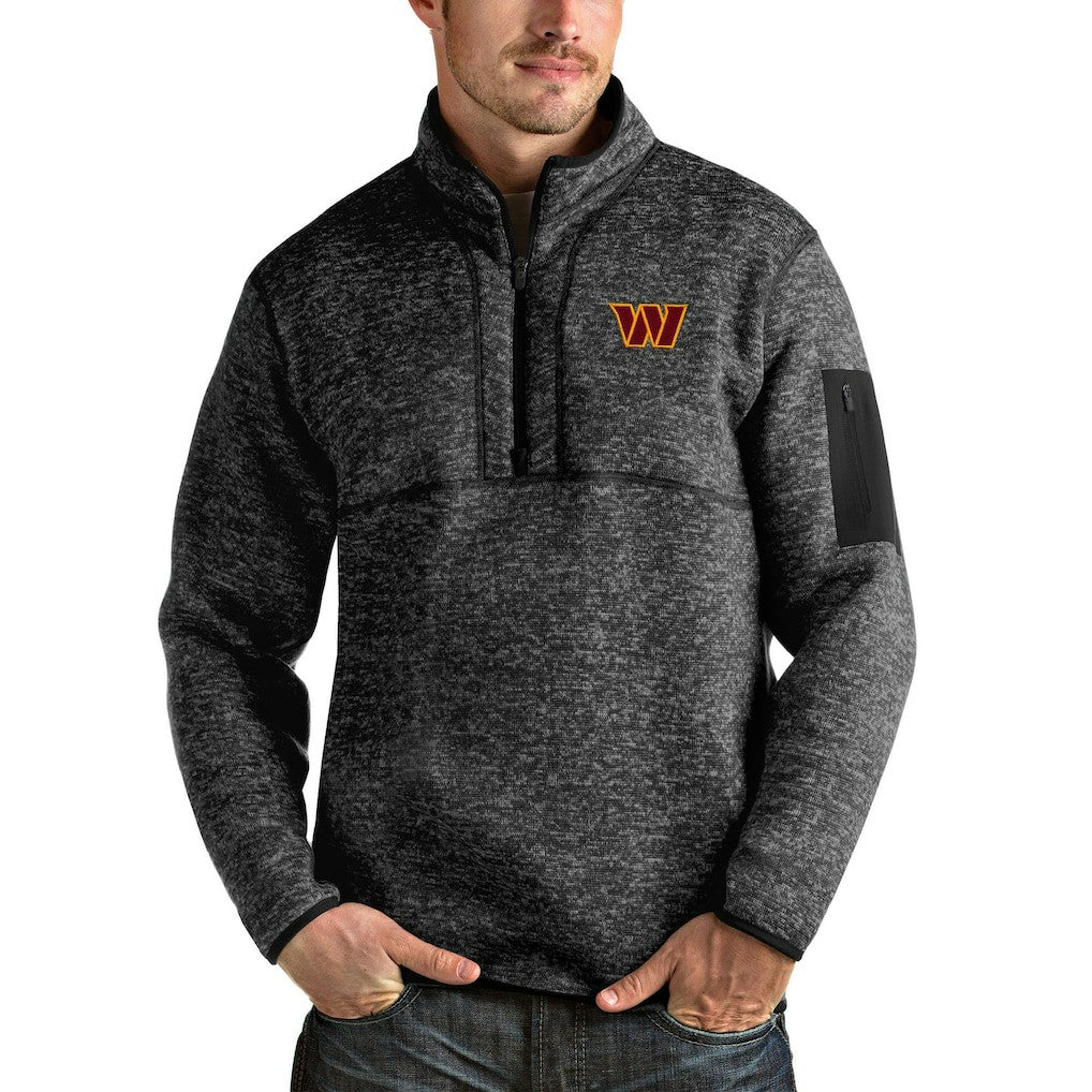 Washington Commanders Antigua Fortune Quarter-Zip Pullover Jacket - Heathered Black - NFL