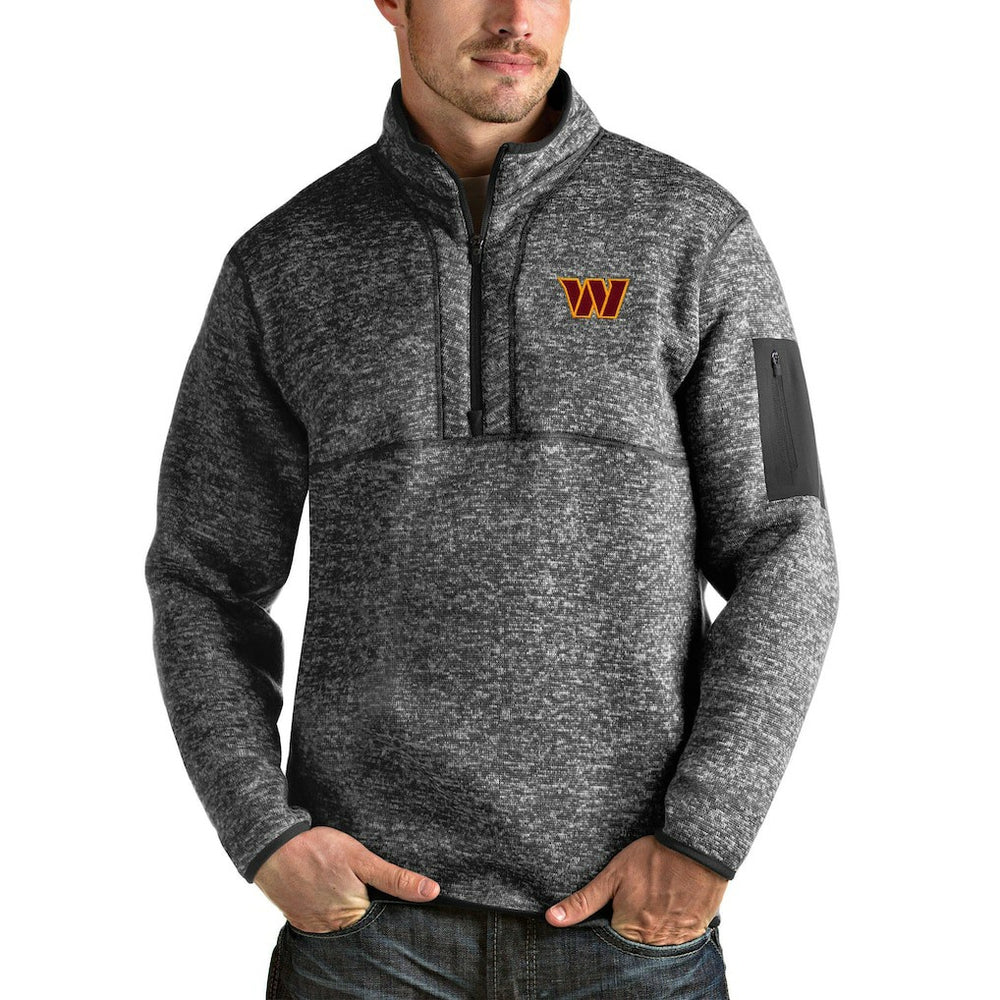 Washington Commanders Antigua Fortune Quarter-Zip Pullover Jacket - Heathered Charcoal - NFL