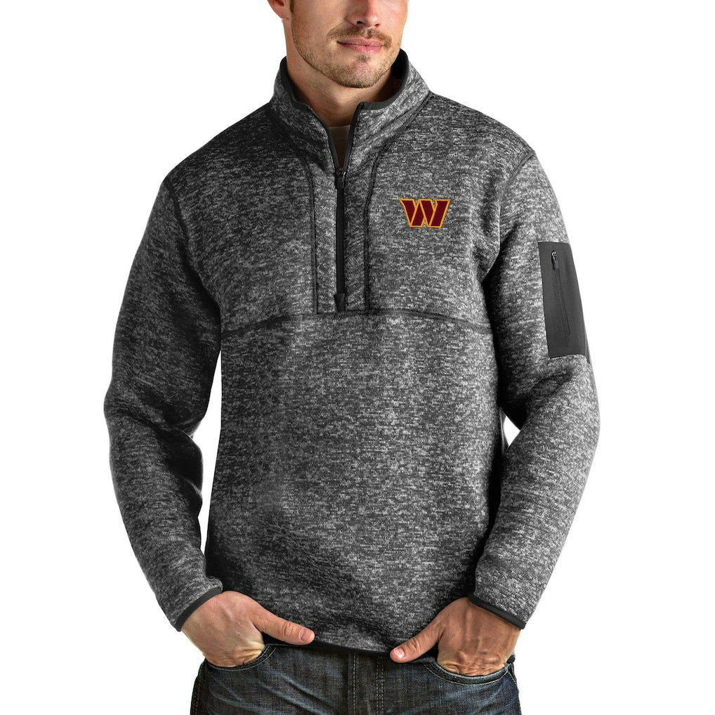 Washington Commanders Antigua Fortune Quarter-Zip Pullover Jacket - Heathered Charcoal - NFL
