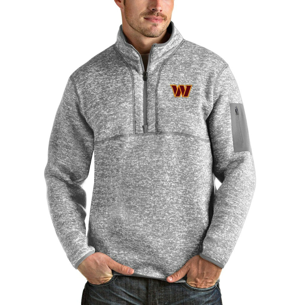 Washington Commanders Antigua Fortune Quarter-Zip Pullover Jacket - Heathered Gray - NFL