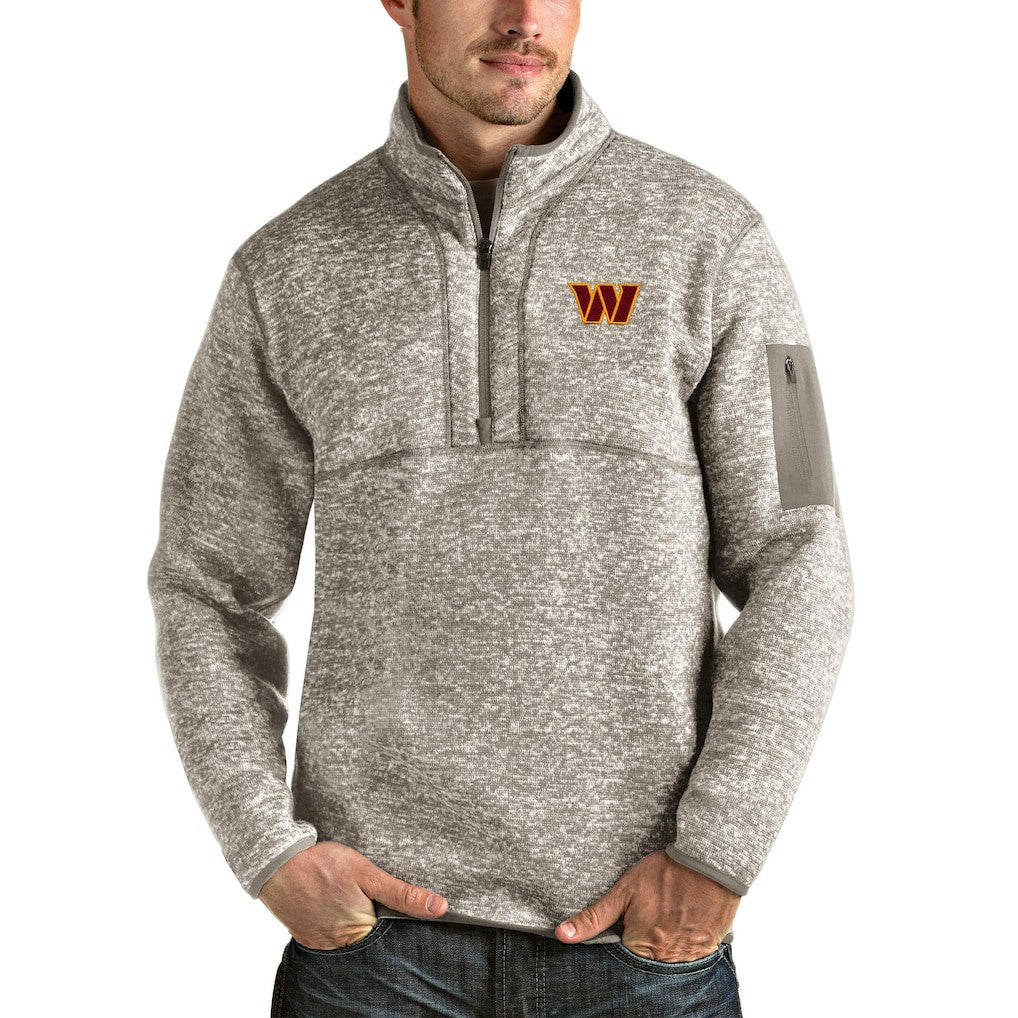 Washington Commanders Antigua Fortune Quarter-Zip Pullover Jacket - Oatmeal - NFL