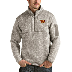Washington Commanders Antigua Fortune Quarter-Zip Pullover Jacket - Oatmeal - NFL