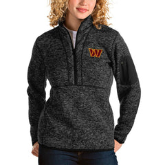 Washington Commanders Antigua Women's Fortune Quarter-Zip Pullover Jacket - Heathered Black - NFL