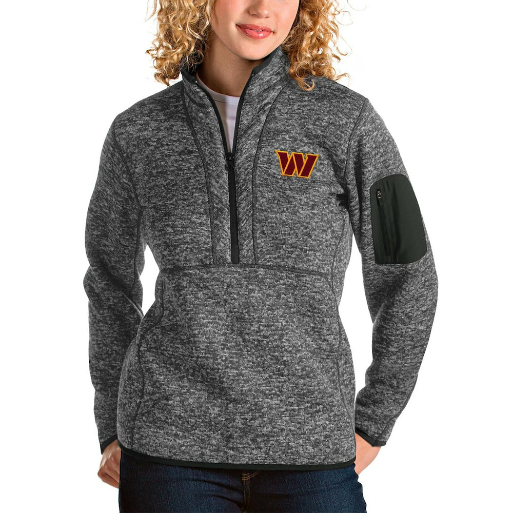 Washington Commanders Antigua Women's Fortune Quarter-Zip Pullover Jacket - Heathered Charcoal - NFL