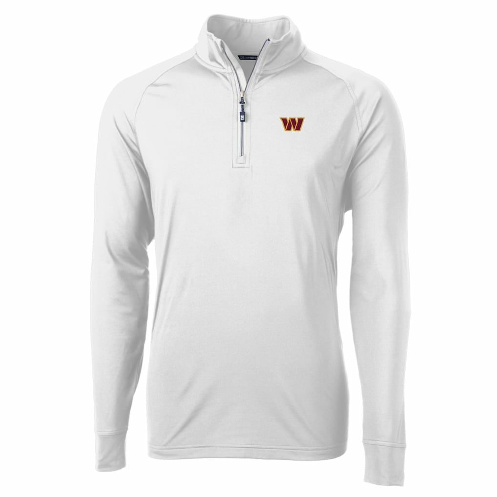 Washington Commanders Cutter & Buck Adapt Eco Stretch Quarter-Zip Pullover Jacket - White - NFL