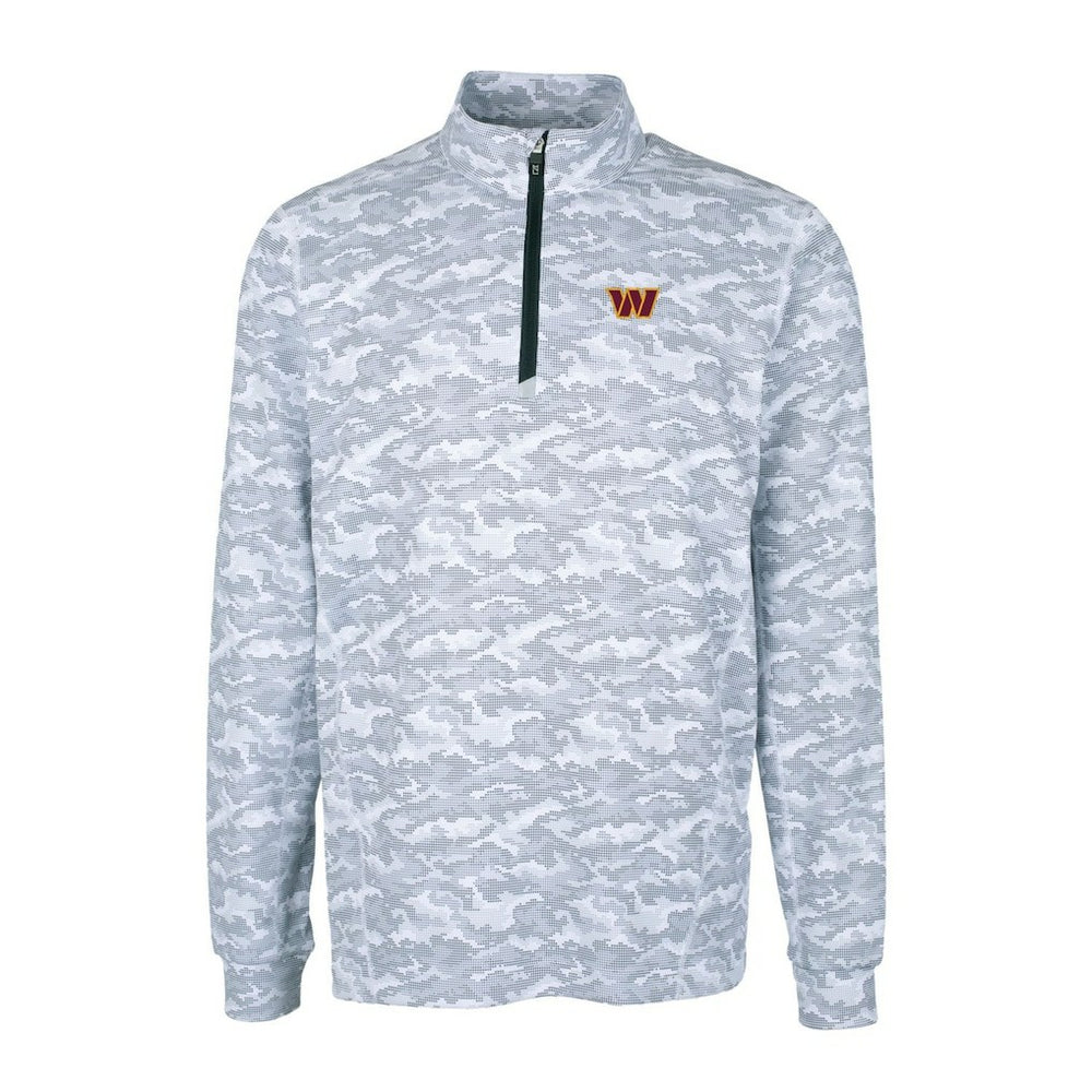 Washington Commanders Cutter & Buck Traverse Camo Stretch Quarter-Zip Pullover Jacket - Charcoal - NFL