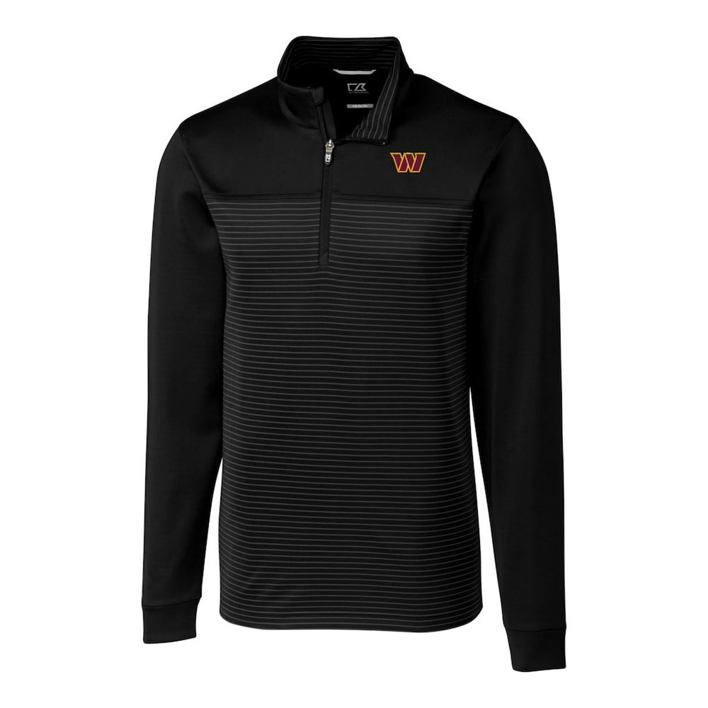 Washington Commanders Cutter & Buck Traverse DryTec Stripe Stretch Quarter-Zip Jacket - Black - NFL