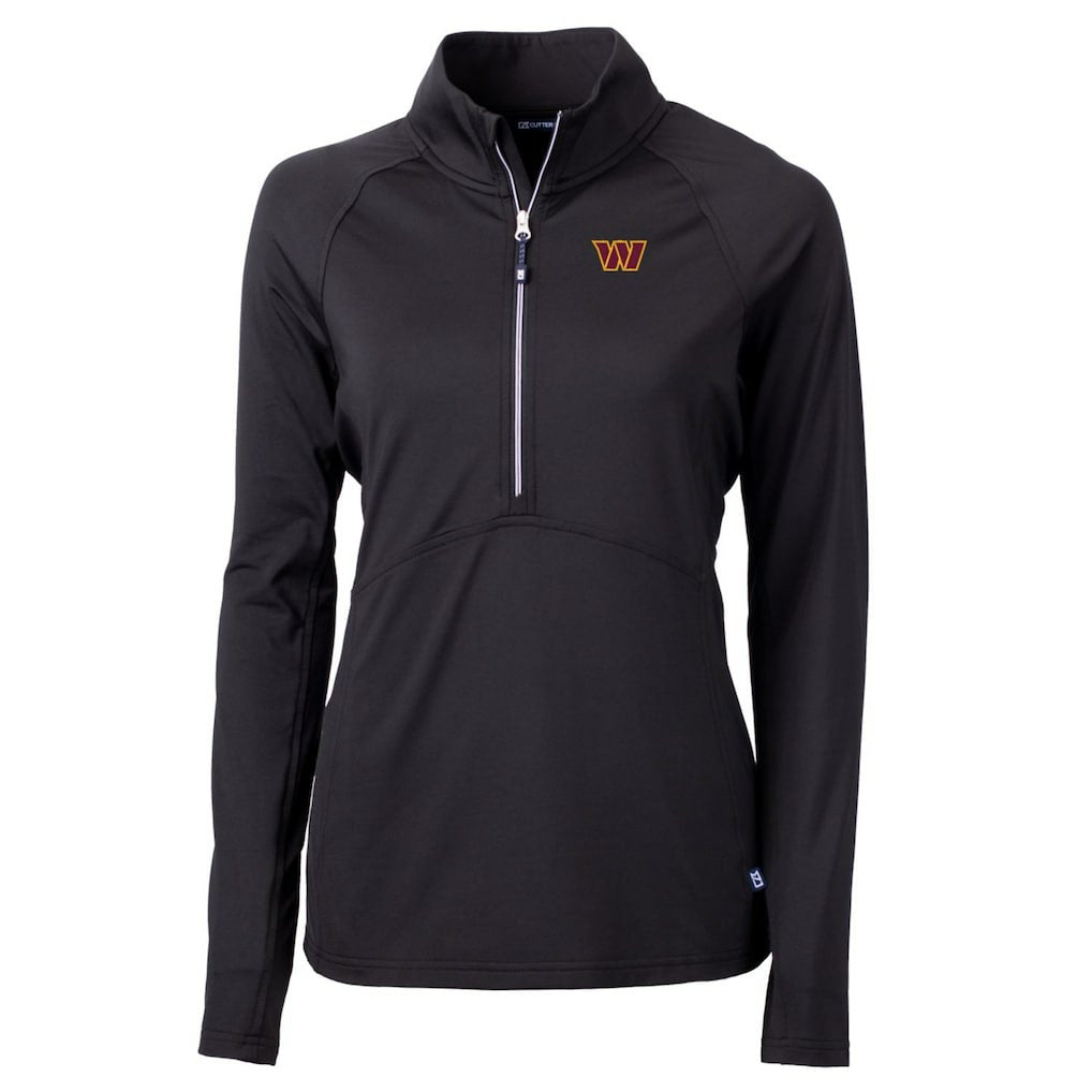 Washington Commanders Cutter & Buck Women's Adapt Eco Knit Stretch Half-Zip Pullover Jacket - Black - NFL