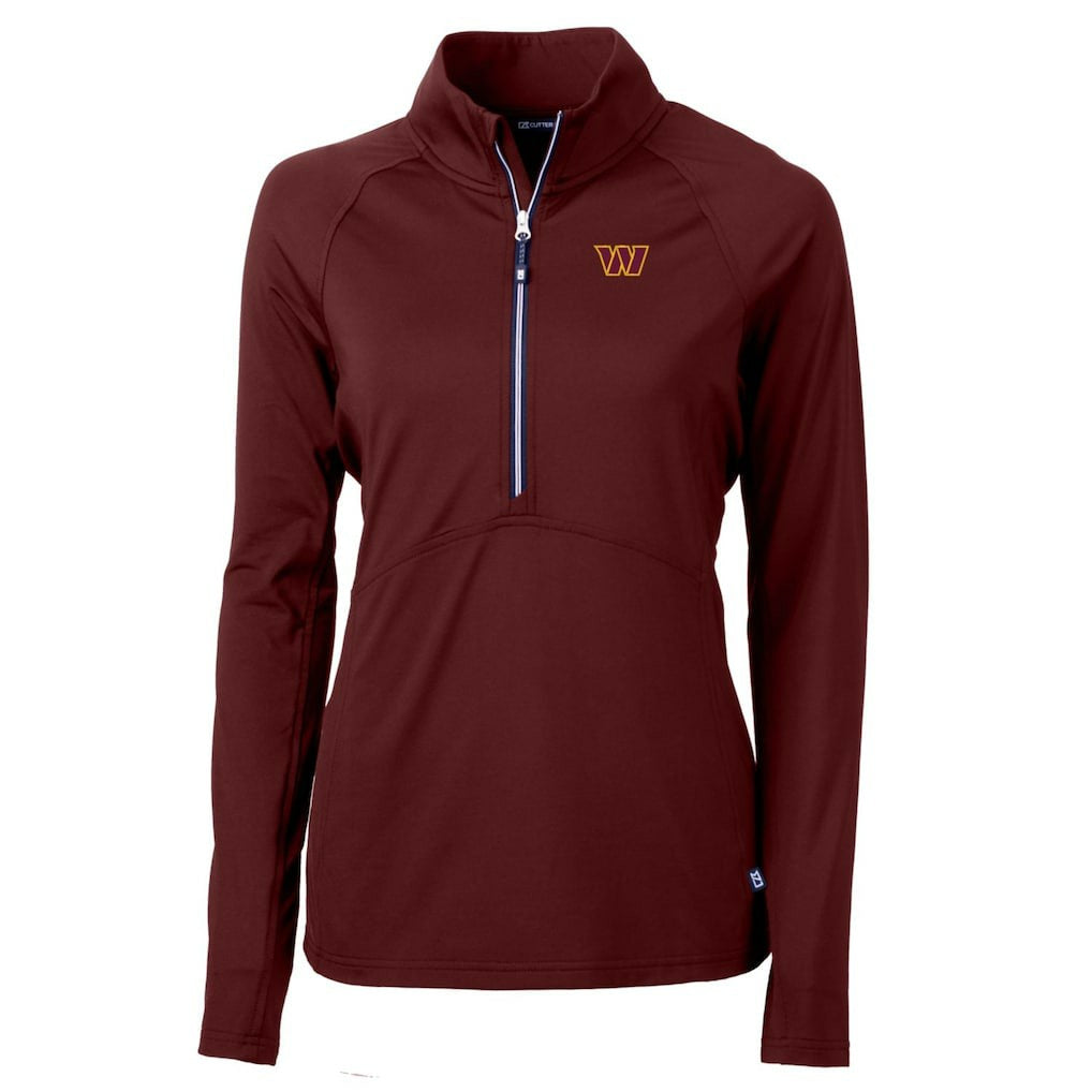 Washington Commanders Cutter & Buck Women's Adapt Eco Knit Stretch Half-Zip Pullover Jacket - Burgundy - NFL