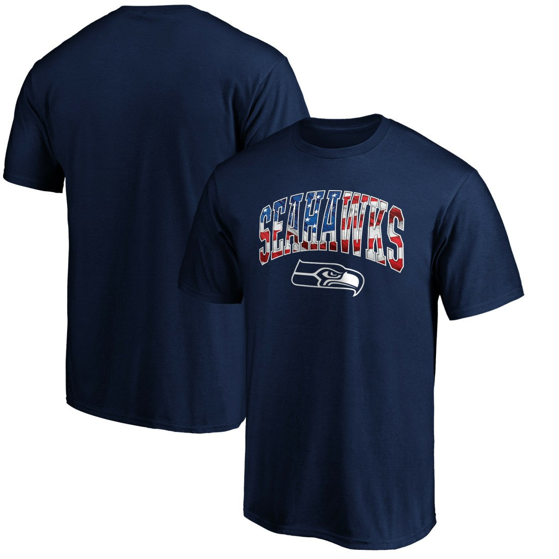 Seattle Seahawks Banner Wave Logo T-Shirt - College Navy - NFL
