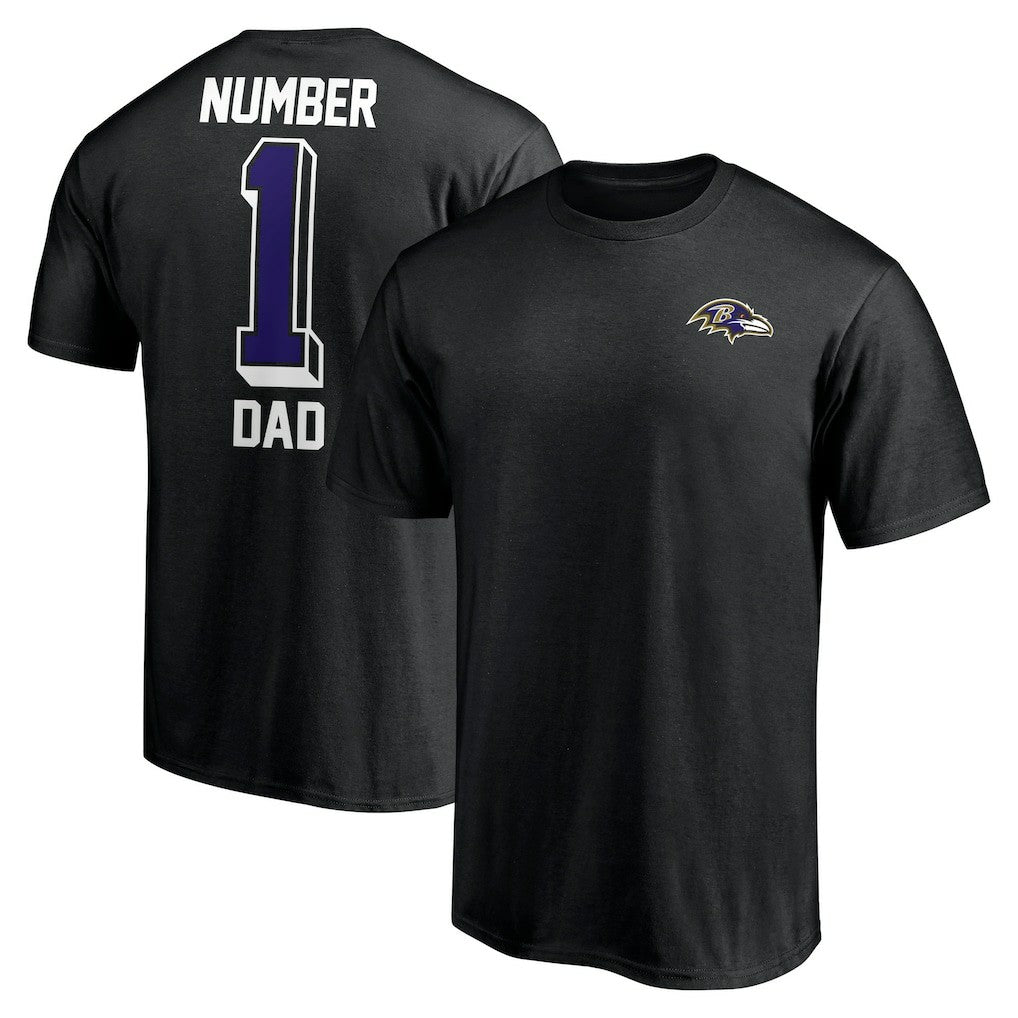 Baltimore Ravens Number One Dad T-Shirt - Black - NFL