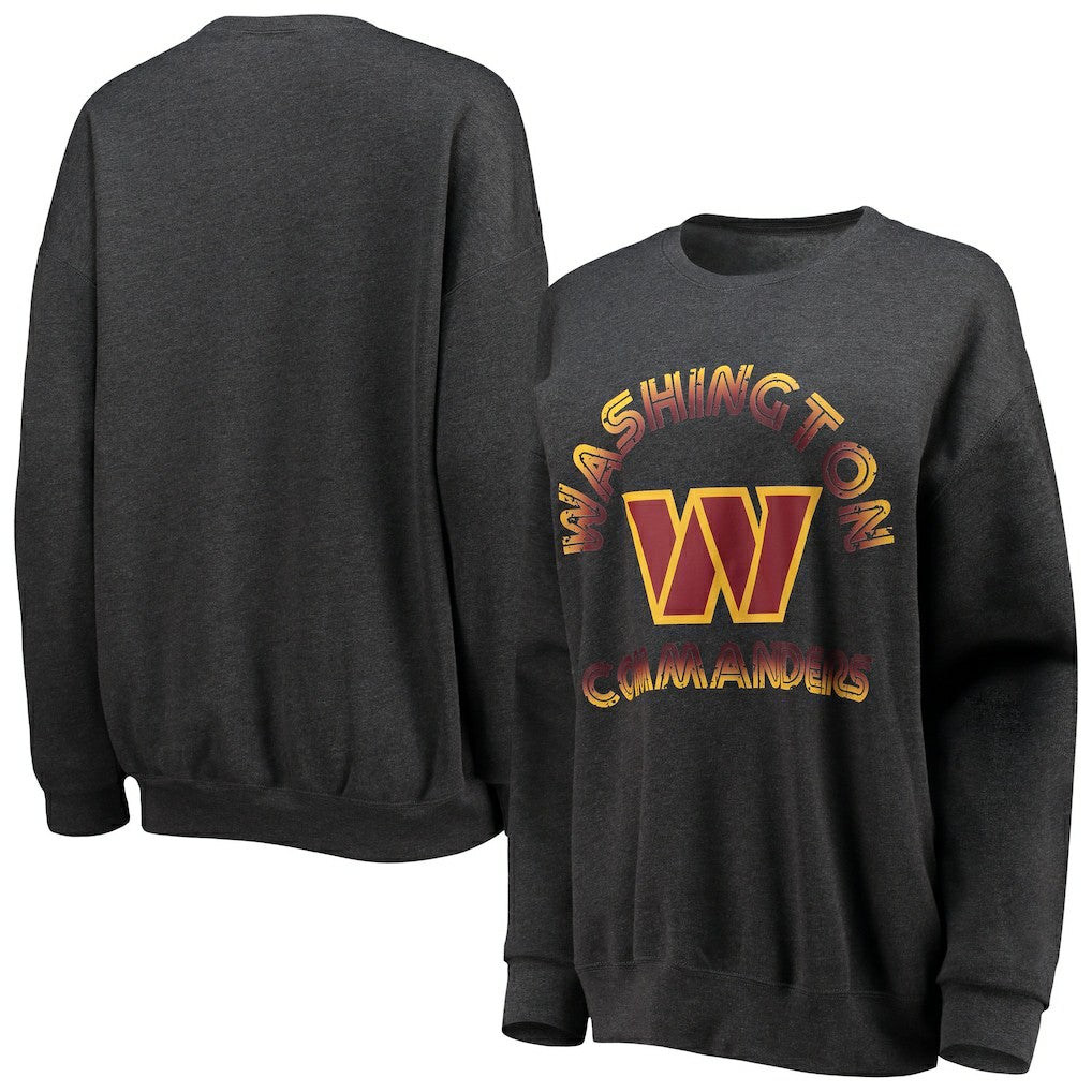 Washington Commanders WEAR by Erin Andrews Women's Oversized Fleece Pullover Sweatshirt - Heathered Charcoal - NFL