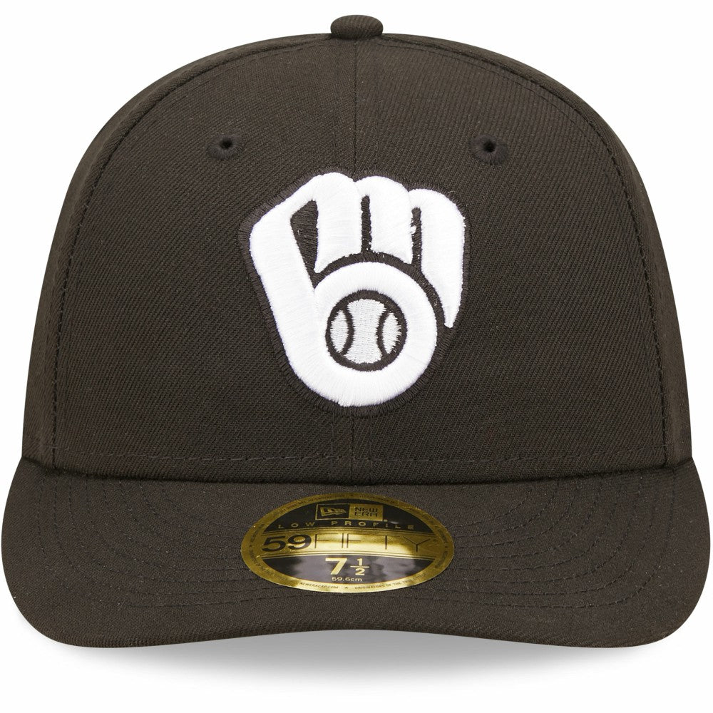 Milwaukee Brewers New Era Black & White Low Profile 59FIFTY Fitted Hat Sale
