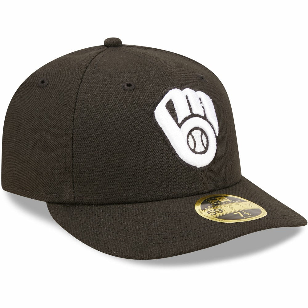 Milwaukee Brewers New Era Black & White Low Profile 59FIFTY Fitted Hat Sale
