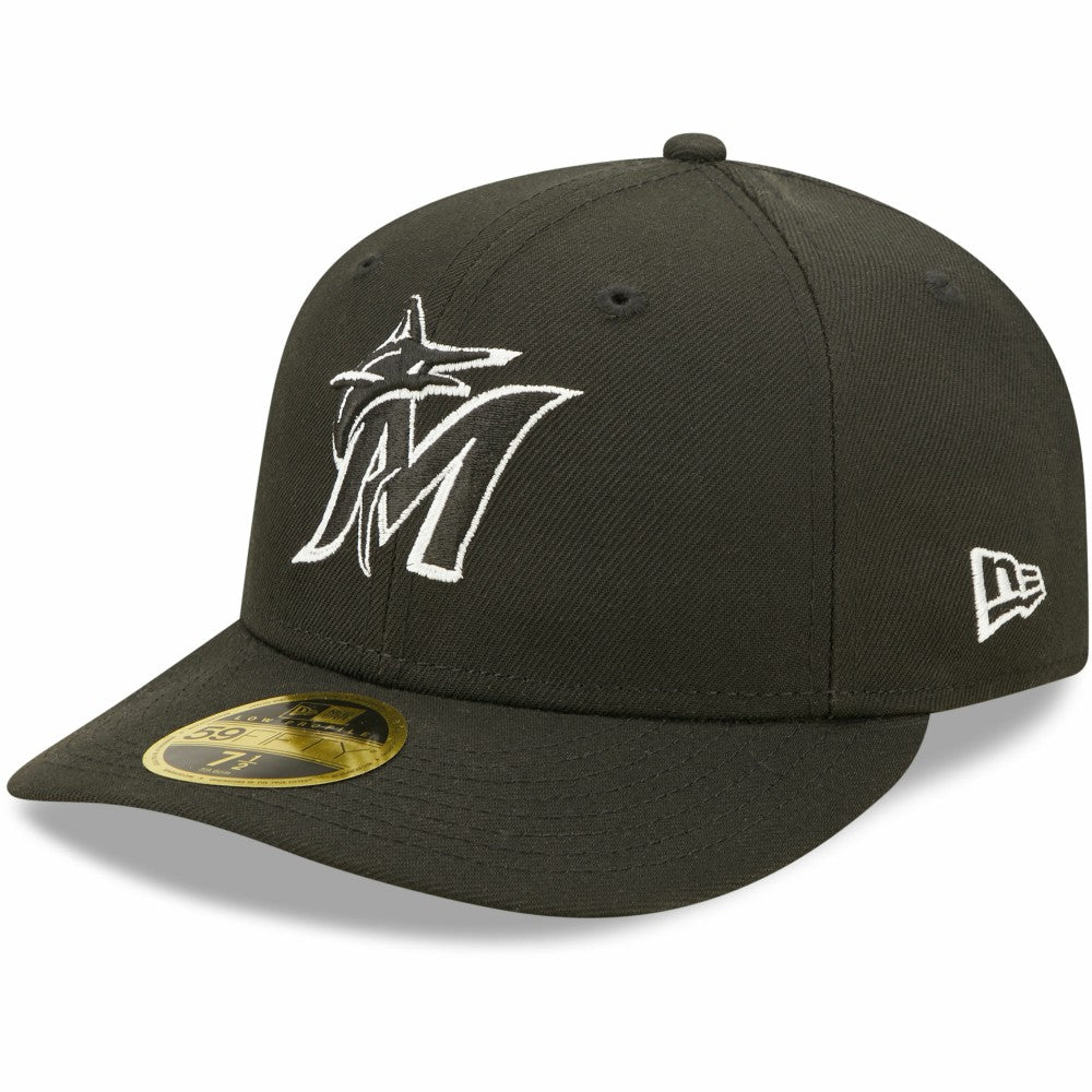 Miami Marlins New Era Black & White Low Profile 59FIFTY Fitted Hat Sale