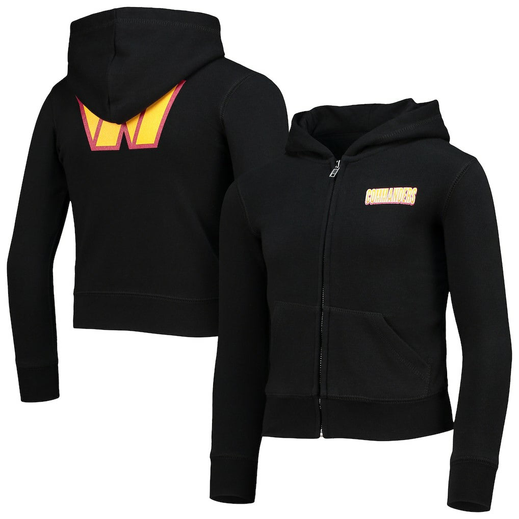 Washington Commanders New Era Girls Youth Full-Zip Hoodie - Black - NFL