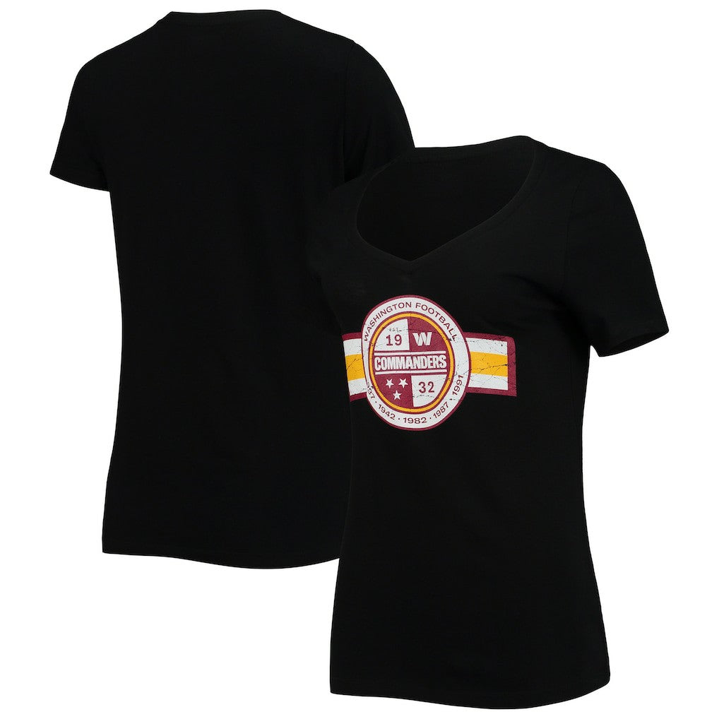 Washington Commanders New Era Women's V-Neck T-Shirt - Black - NFL