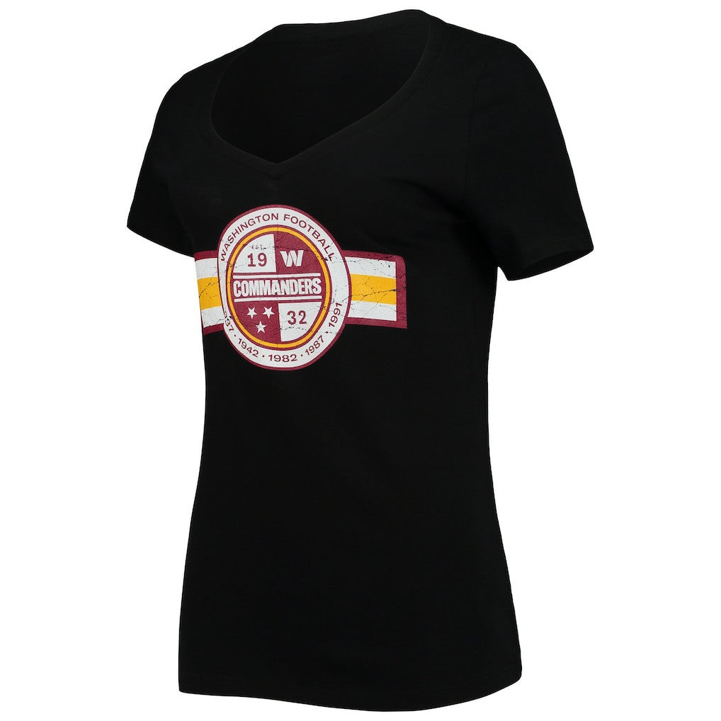 Washington Commanders New Era Women's V-Neck T-Shirt - Black - NFL